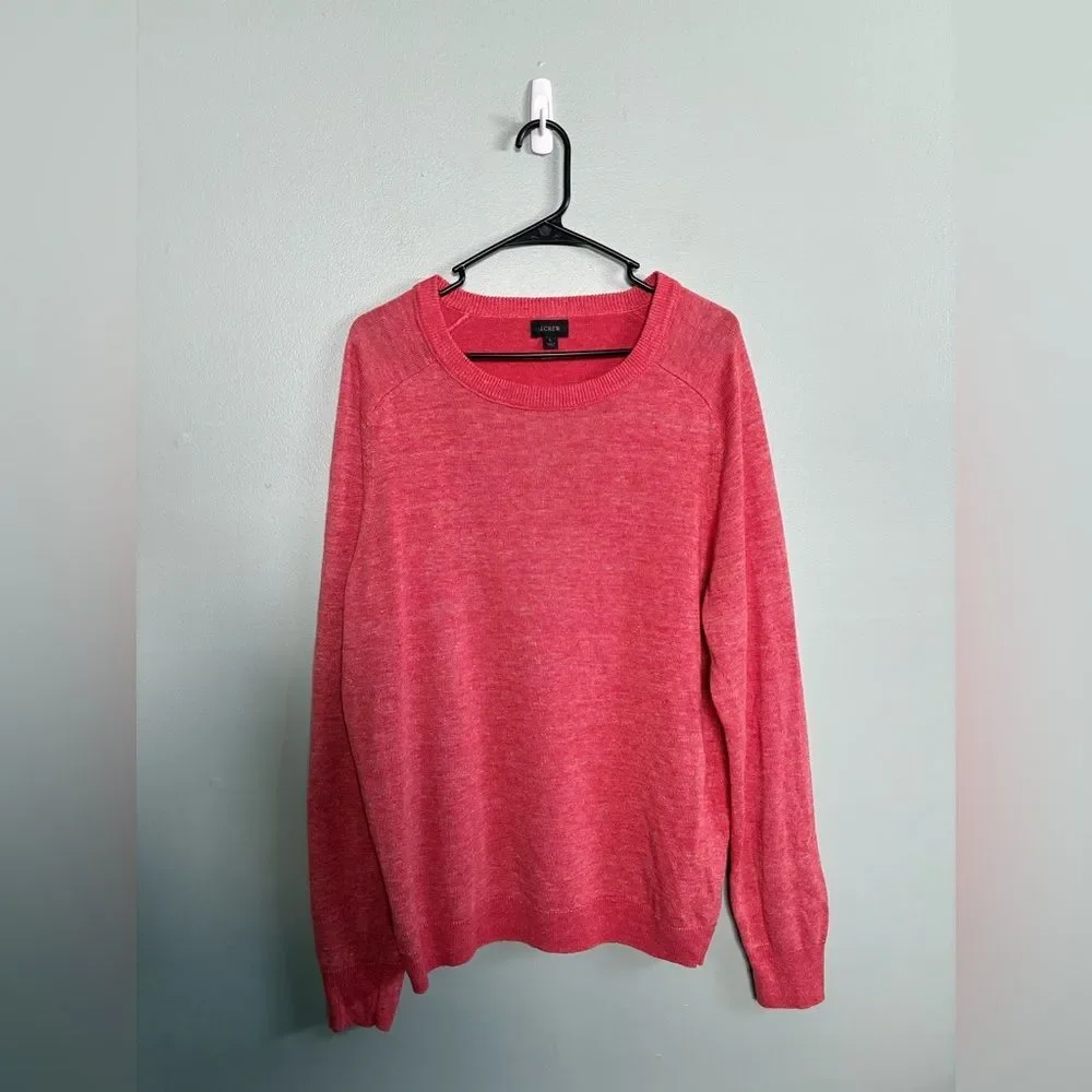 J. Crew - Cotton Linen Crewneck Sweater Heather Red Crewneck M L W XL College